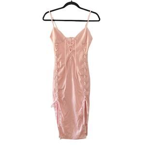 Majorelle Revolve Spaghetti Strap Dress Lace Up Front Pink XS